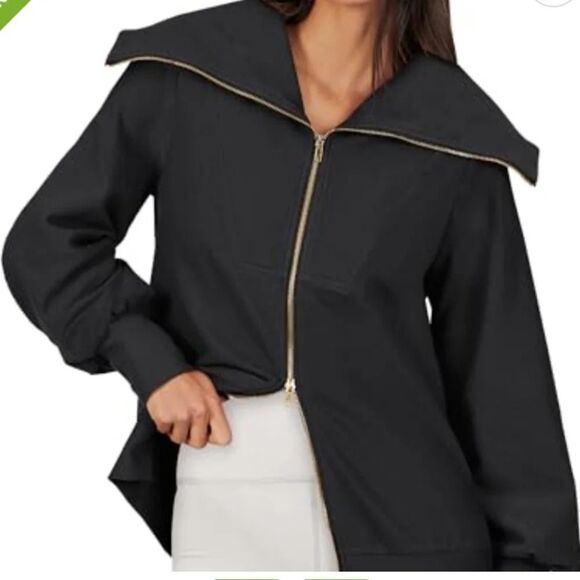 Women's Oversized Full Zip Sweatshirt Ribbed Size Medium NWT - Picture 1 of 5